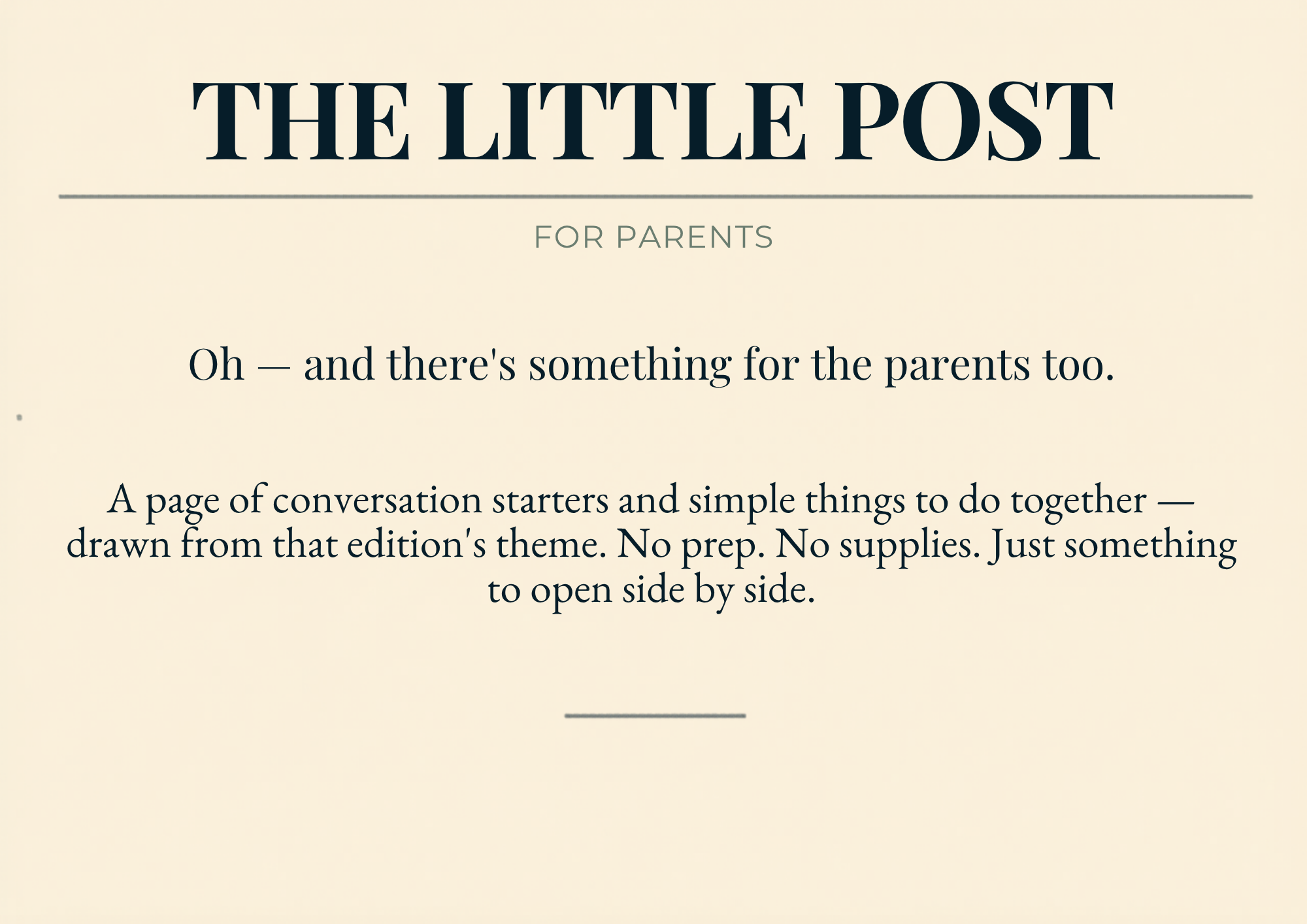 Oh — and there's something for the parents too. The Little Post.